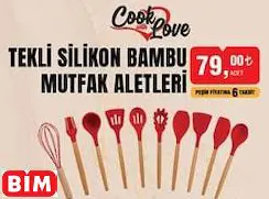 COOK WİTH LOVE TEKLİ SLİKONLU BAMBU MUTFAK ALETLERİ